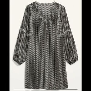 NWT Floral Print Split Neck Swing Dress, XS